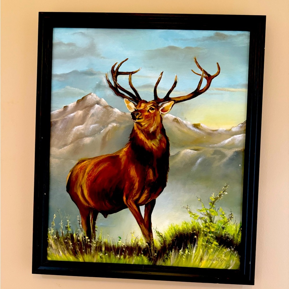 Oil painting study 'Monarch of the Glen' Elk Deer 20x24 FRAMED!